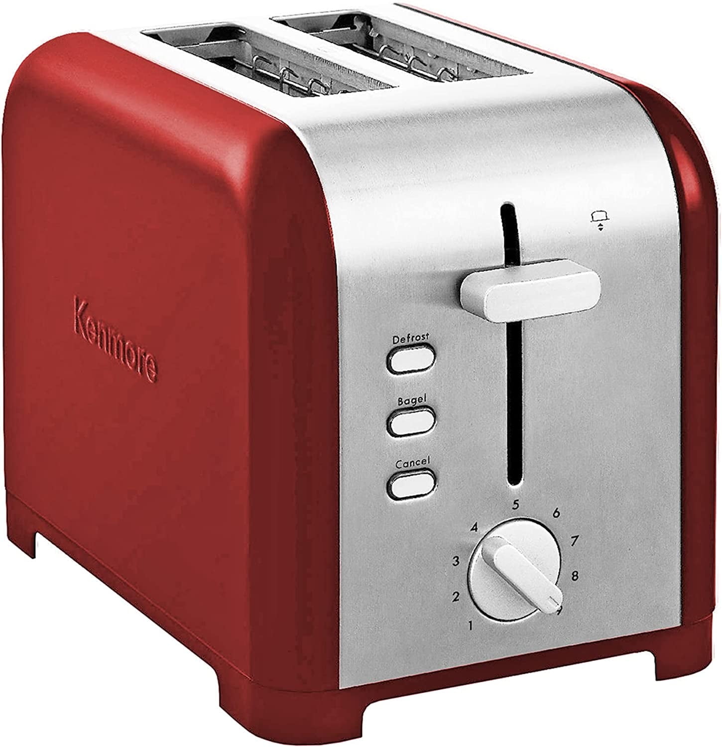 Kenmore 2-Slice Red Stainless Steel Toaster, Wide Slot, Bagel/Defrost
