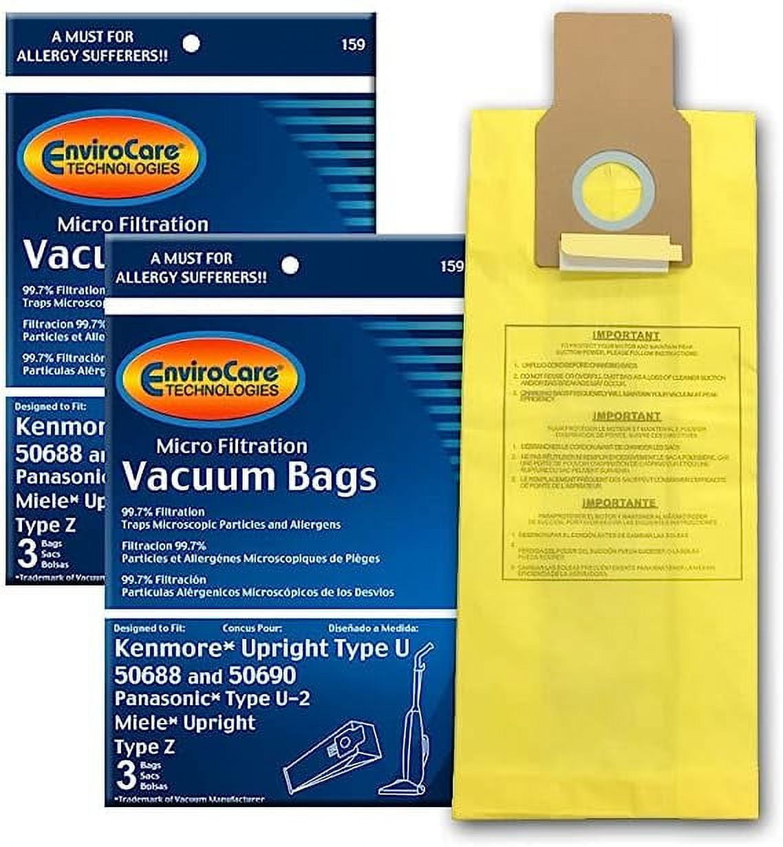 Kenmore 2050688 / 2050690 Style U Vacuum Cleaner Bags, For U2 Bags