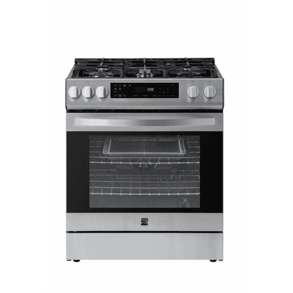 Kenmore 5.6 cu. ft. Front-Control 5 Burner Convection Gas Range with Oven, Storage Drawer, Large Window, Dishwasher Safe Cast Iron Grates
