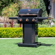 Kenmore 3-Burner Gas Grill, Outdoor BBQ Grill, Propane Grill with Foldable Side Tables, Black with Copper Accent