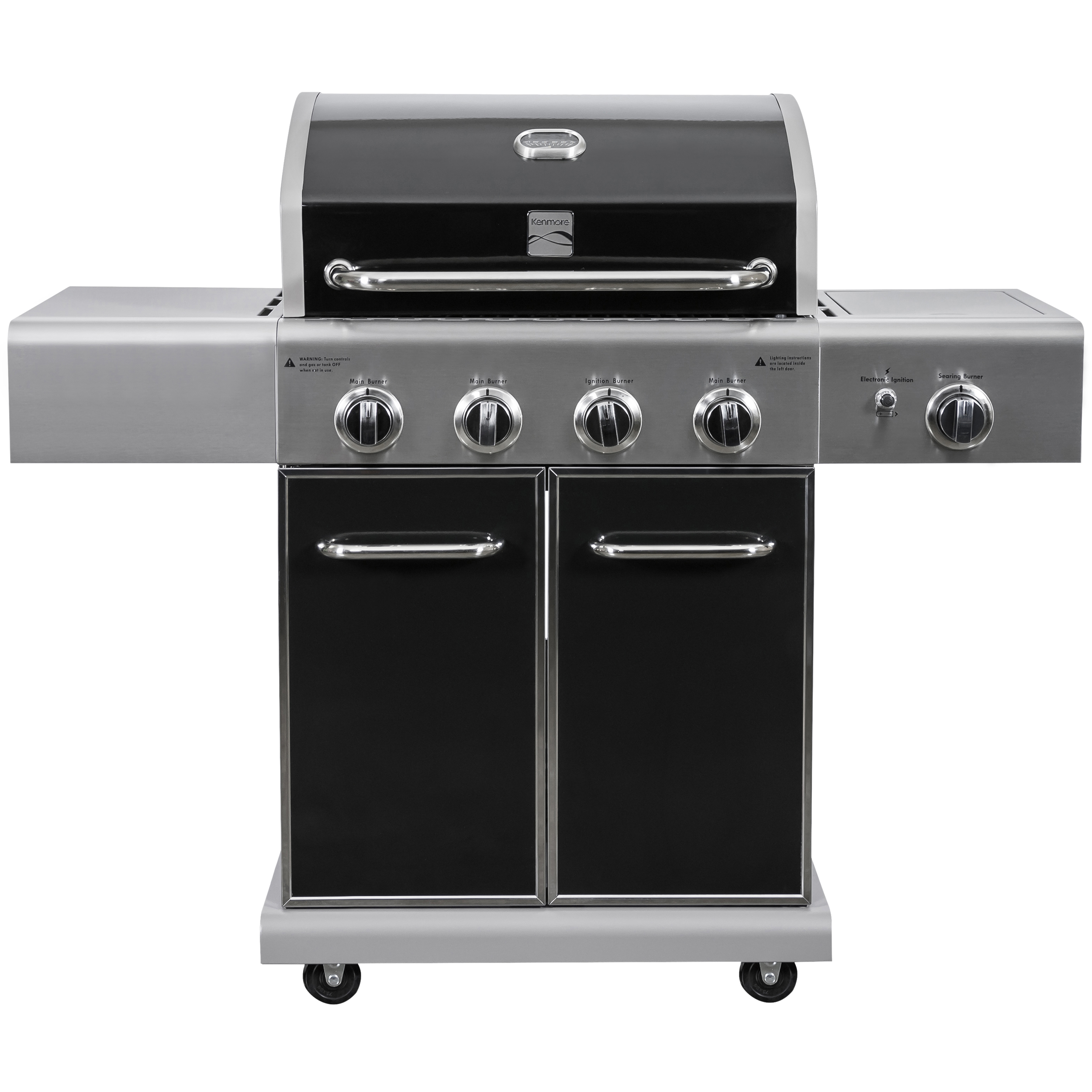 Kenmore 4-Burner Outdoor Propane Gas Grill with Searing Side Burner, Stainless Steel with Black Trim - image 1 of 8
