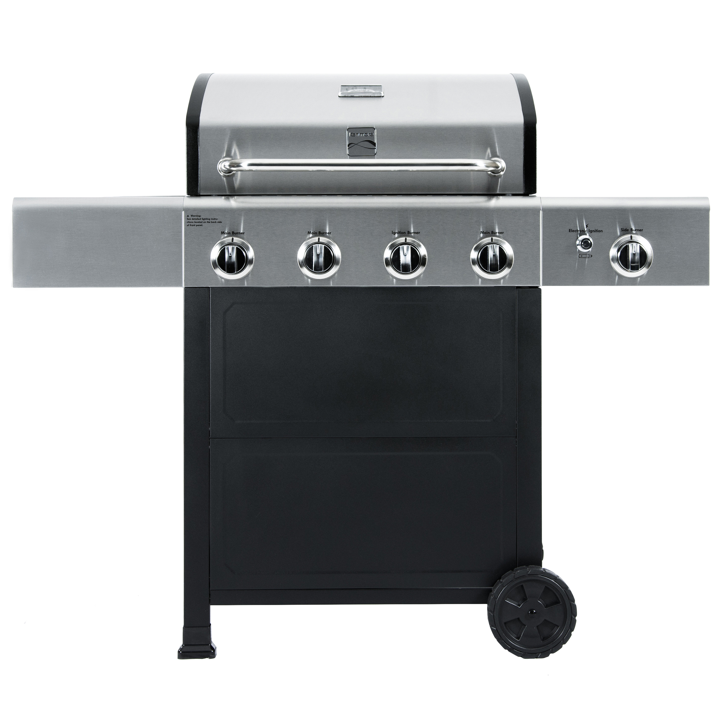 Kenmore 4-Burner Outdoor Propane Gas Grill with Side Burner, Open Cart, Stainless Steel/Black - image 1 of 9