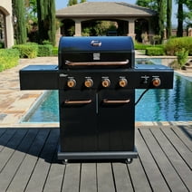 Kenmore 4-Burner Propane Gas Grill with Searing Side Burner in Black with Copper Accent