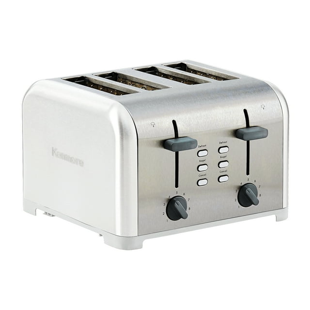 Kenmore 4Slice Stainless Steel Toaster, Silver and Grey, with Dual