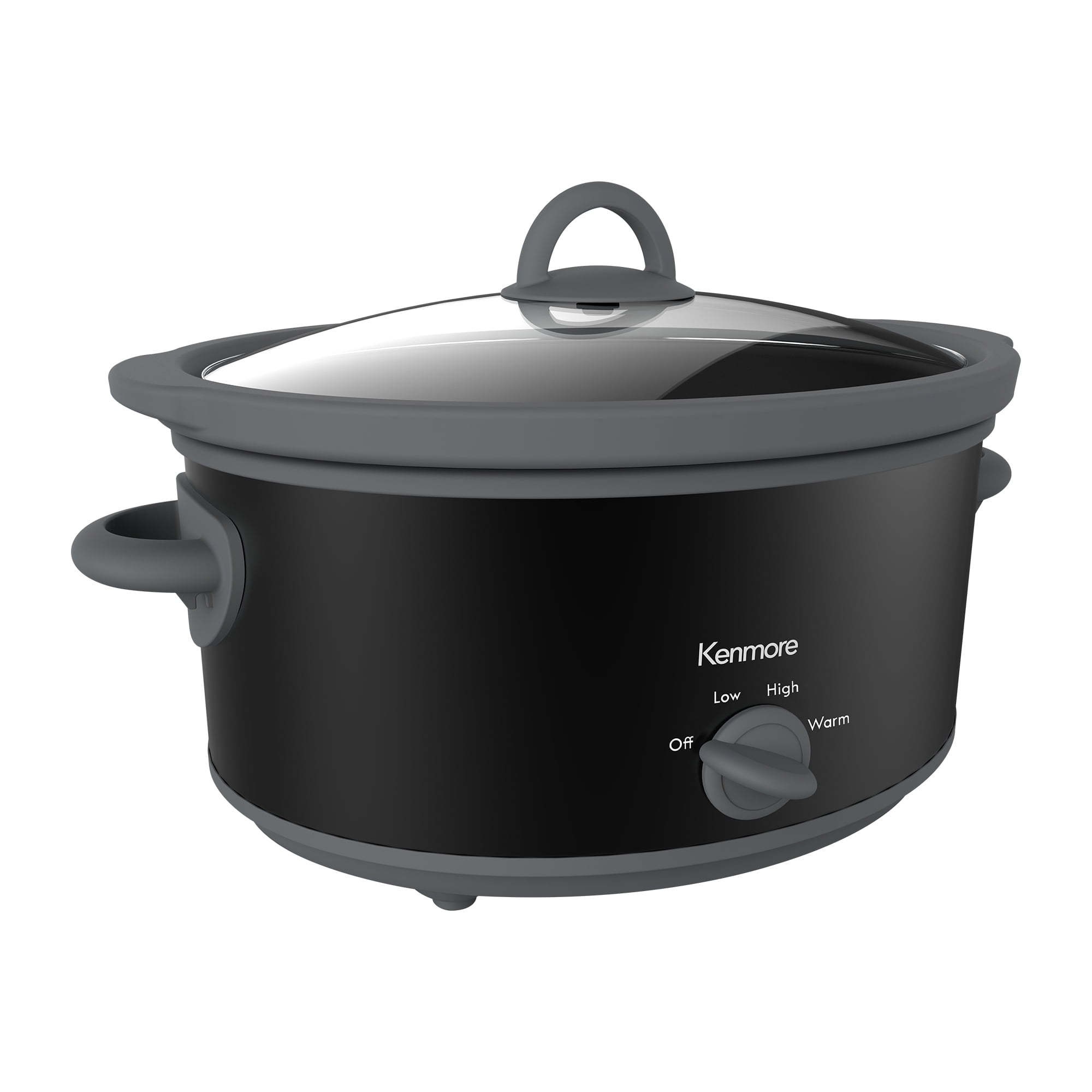 Easy Dial 5-Quart Black Ceramic Slow Cooker with Tempered Glass Lid