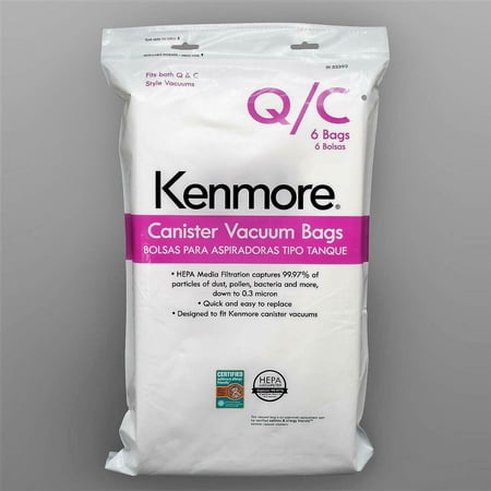 Kenmore Type Q HEPA Canister Vacuum Bags, 6 Pack, White price history and forecast - Kenmore 53292
