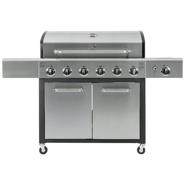 Kenmore 6-Burner Propane Gas Grill with Side Burner, PG-40611S0L, Stainless Steel with Black Trim