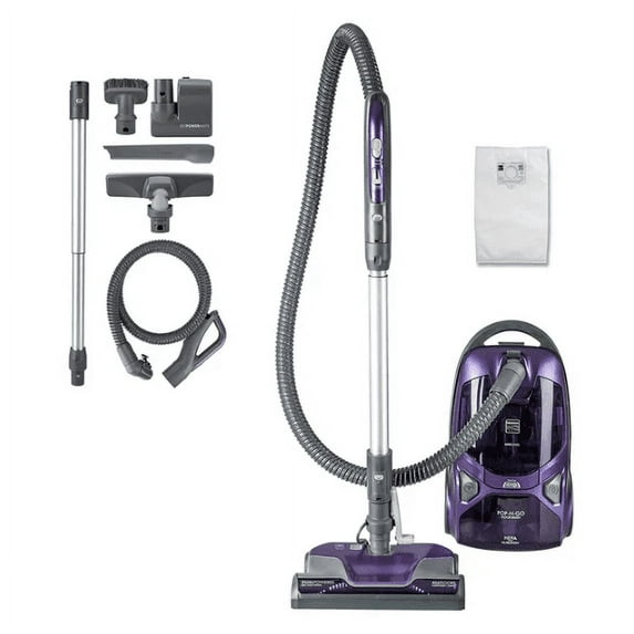 Kenmore 600 Series Pet Friendly Lightweight Bagged Canister Vacuum with Pet PowerMate, Pop-N-Go Brush, 2 Motors, HEPA Filter, Aluminum Telescoping Wand, Retractable Cord and 4 Cleaning Tools, Purple