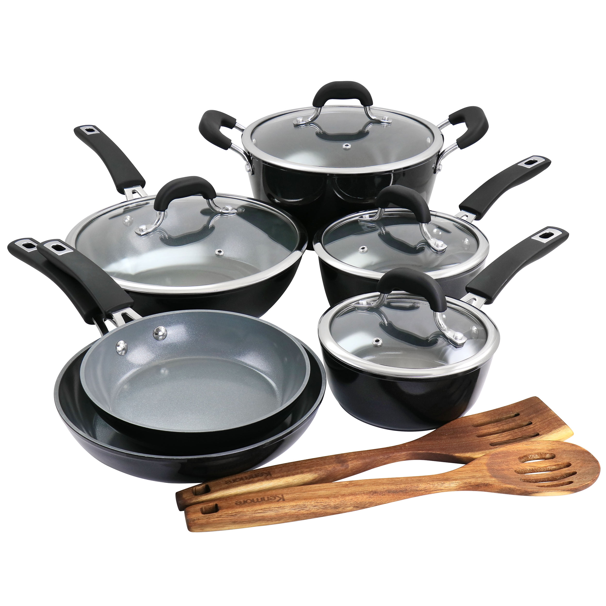 KENMORE Elite Andover 10-Piece Red Aluminum Non-Stick Cookware Set with Lids  985114036M - The Home Depot