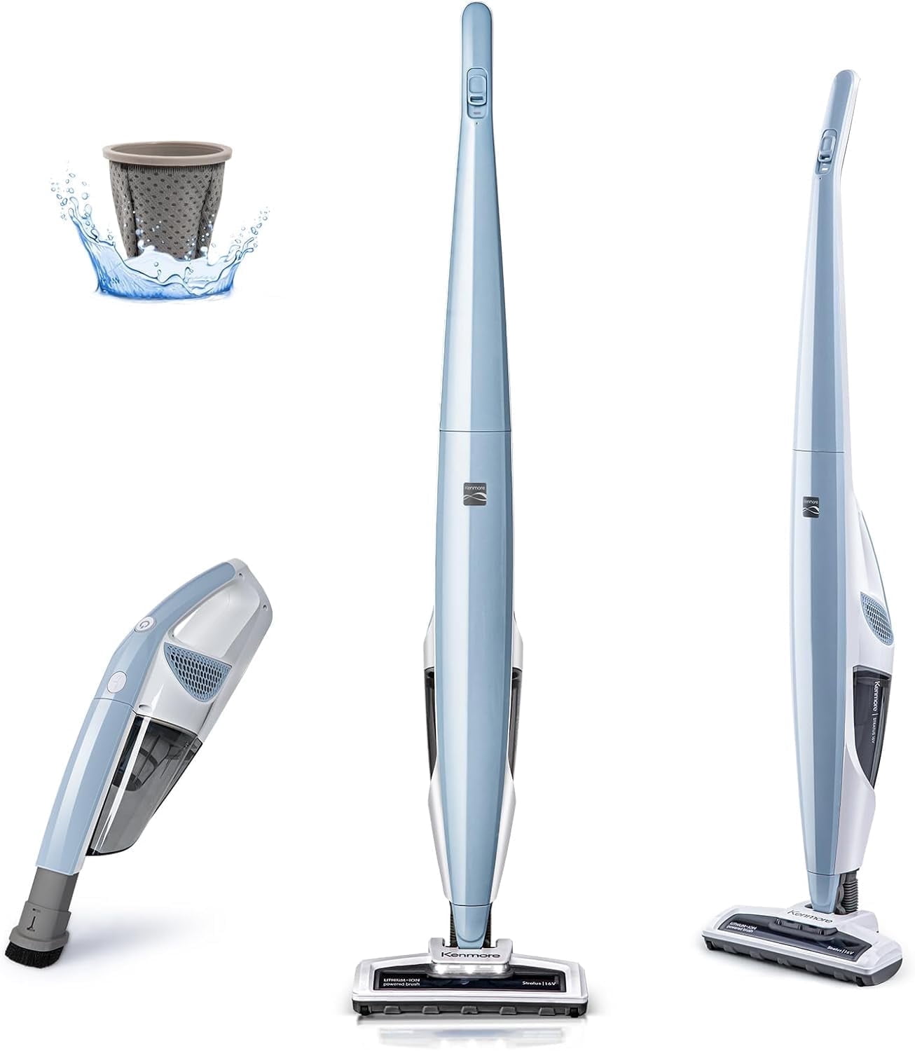 Kenmore DS1020 16V Cordless Stick Vacuum, LED Headlight, 2-Speed
