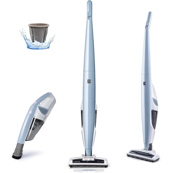 Kenmore DS1020 16V Cordless Stick Vacuum Lightweight 2-in-1 Handheld, LED Headlight with 2-Speed Power Control for Hardwood Floor, Carpet & Pet Hair, Gray-Blue