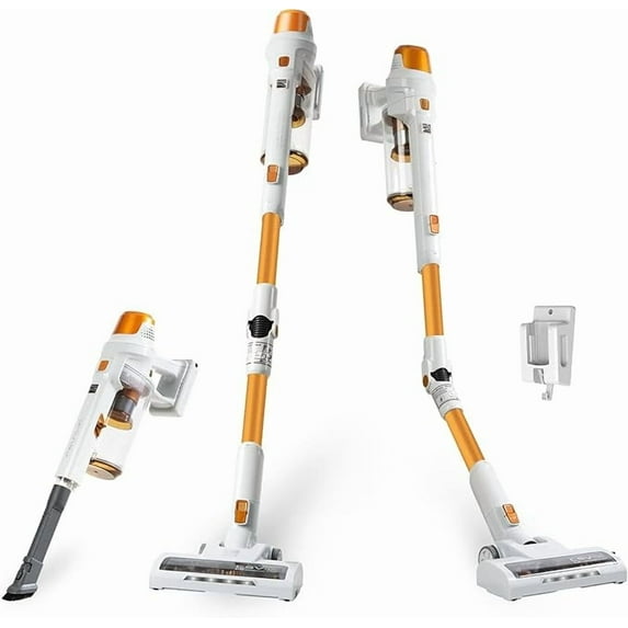 Kenmore DS4030 21.6V Cordless Stick Vacuum with EasyReach Wand, Lightweight Cleaner with 2-Speed Power Control, LED Headlight, Converts to Handheld for Hardwood Floors, Carpet & Pet Hair, Orange