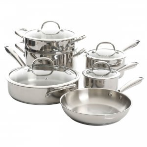 Kenmore Elite Devon Heavy Gauge Stainless Steel Tri-Ply Impact Bonded Induction Cookware Set, 10-Piece