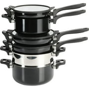 Kenmore Elite Grayson Black 9-Piece Aluminum Stackable Cookware Set