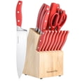 thumbnail image 1 of Kenmore Elite Lucas 18-Piece Forged Cutlery Set W/Ashwood Block – Red, 1 of 5