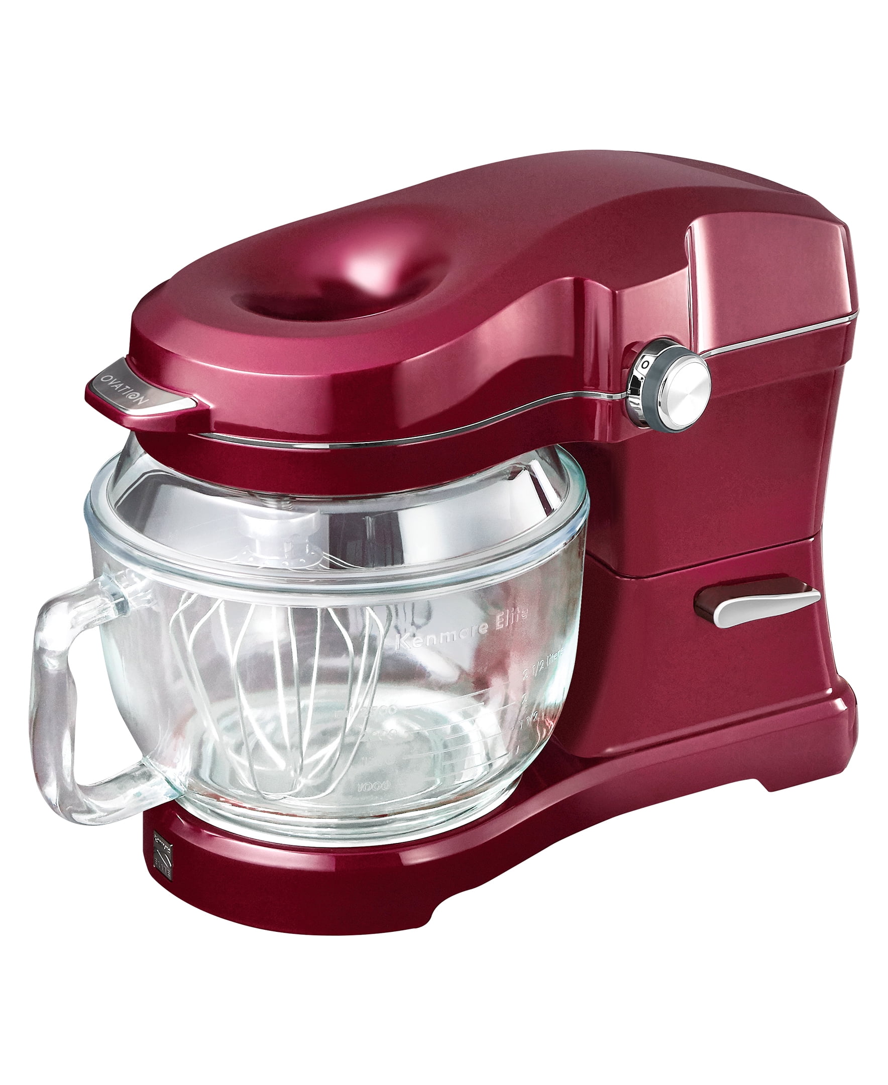 Kenmore Elite Red 5 Qt Glass Bowl Stand Mixer with Metallic Finish