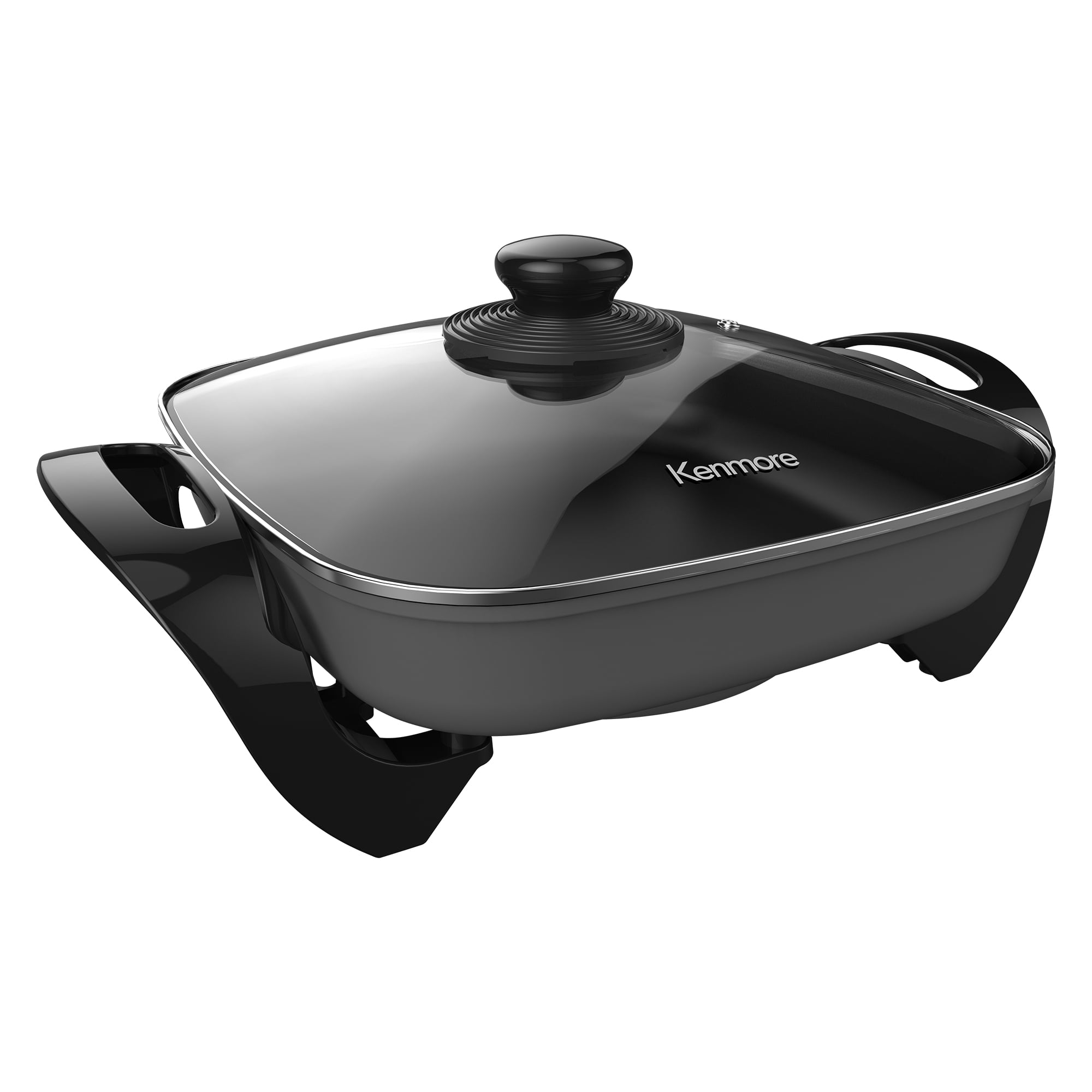 Kenmore Non-Stick Electric Skillet with Glass Lid 12x12 inch Black and Grey  