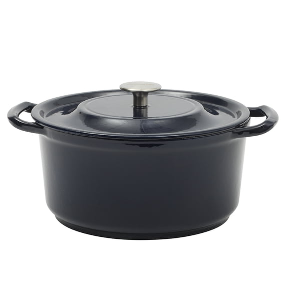 Kenmore Oak Park 5Qt Cast Iron Dutch Oven Casserole With Lid With Metallic Enamel - Blue