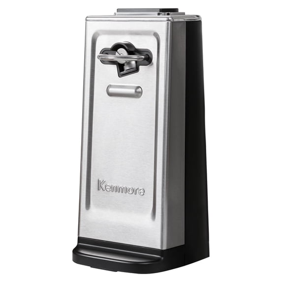 Kenmore Smooth Edge Electric Automatic Can Opener, Smooth-Touch Side-Cut Blade, Extra-Tall Can Opener, Easy Operation, Opens Regular And Pop-Top Cans, Prevents Sharp Edges, Black & Stainless Steel