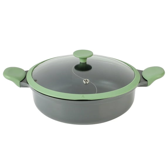 Kenmore Theodore 6.5 Quart Nonstick Cast Aluminum Divided Hot Pot Pan with Lid