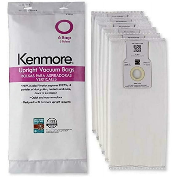 Kenmore Type O Cloth Vacuum Bags HEPA for Upright Vacuums Style 6 Pack 53294