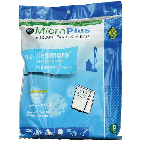 Green Klean Replacement Vacuum Bags Fit Kenmore 5055 50557 50558 Type C (GKH-KEN5055-P)