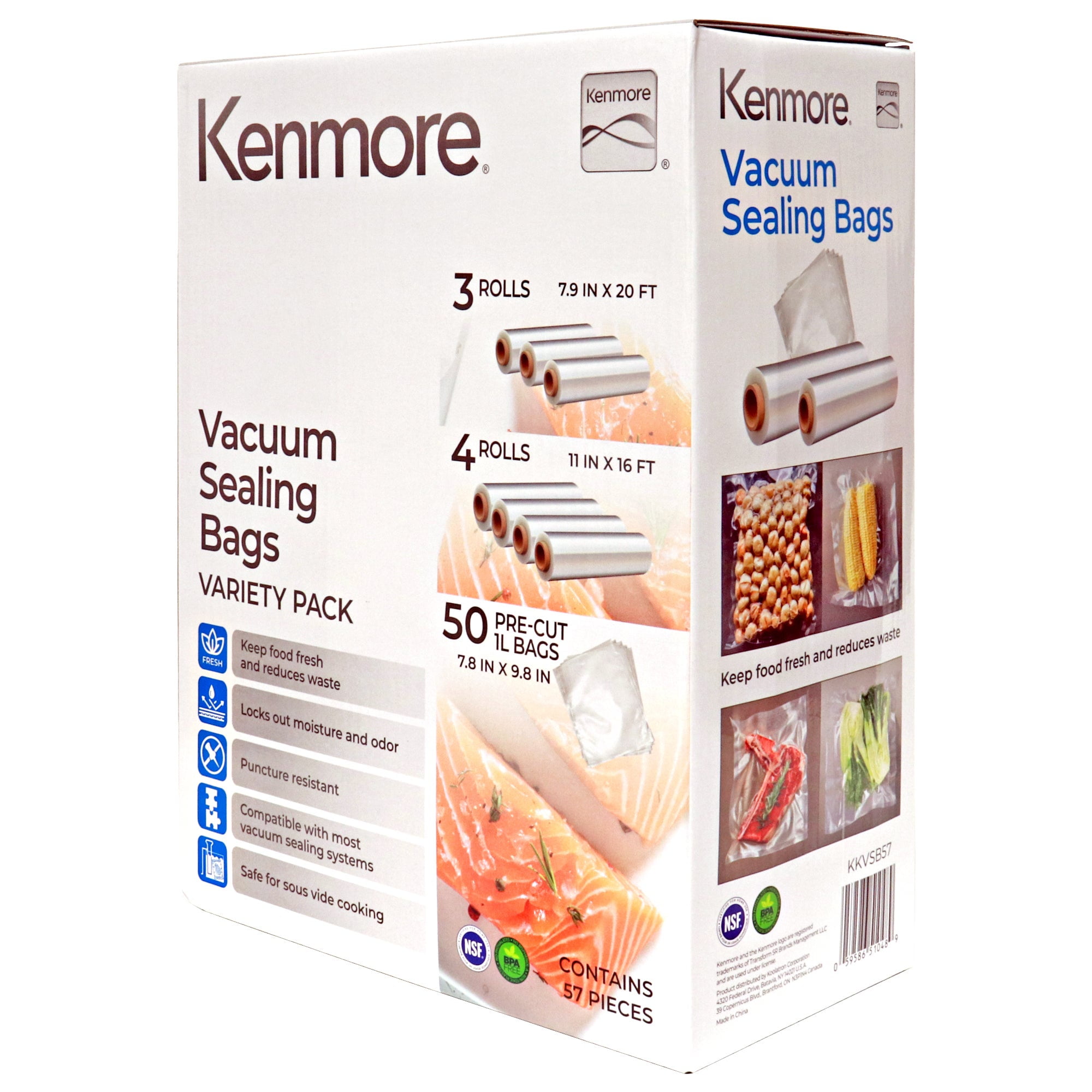 Kenmore Vacuum Sealer Bag & Roll Variety Pack (57 Piece Assortment)