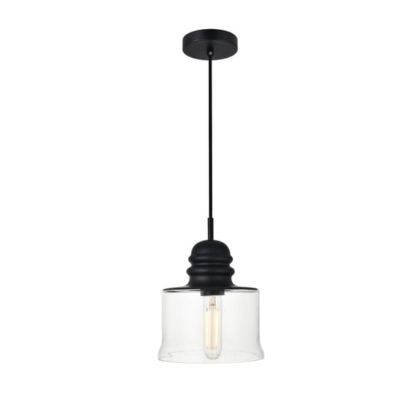 Kenna 1 Light Black Pendant With Clear Glass