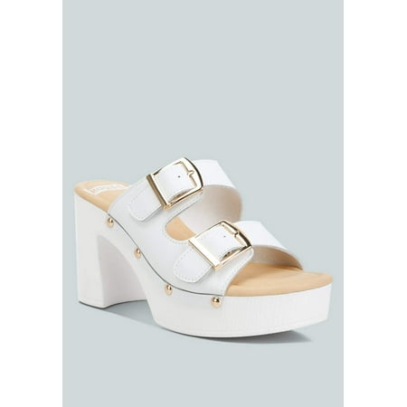 Kenna Dual Buckle Strap Sandals In White