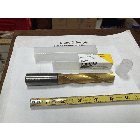 Kennametal 4099944, 18.4mm, TiCN Coated, 135 Point, Carbide Coolant Drill