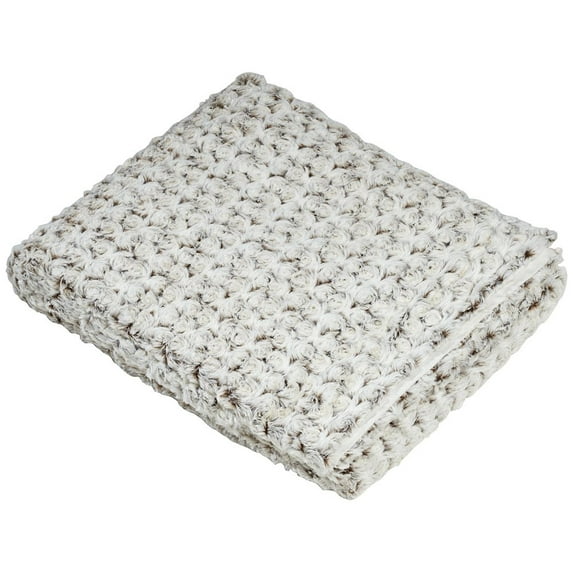 Bedford Cottage Rose Petal Faux Fur Throw Color: Cream