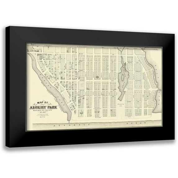 Kennedy 24x16 Black Modern Framed Museum Art Print Titled - Asbury Park New Jersey Landowner - Kennedy 1877