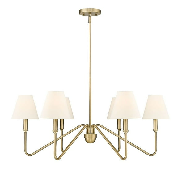Kennedy 6-Light Chandelier in Brushed Champagne Bronze with Ivory Linen
