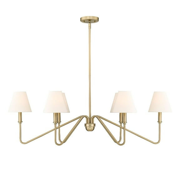 Yep by Golden Lighting Kennedy 6-light Island Light in Brushed Champagne Brass and Ivory Linen shade