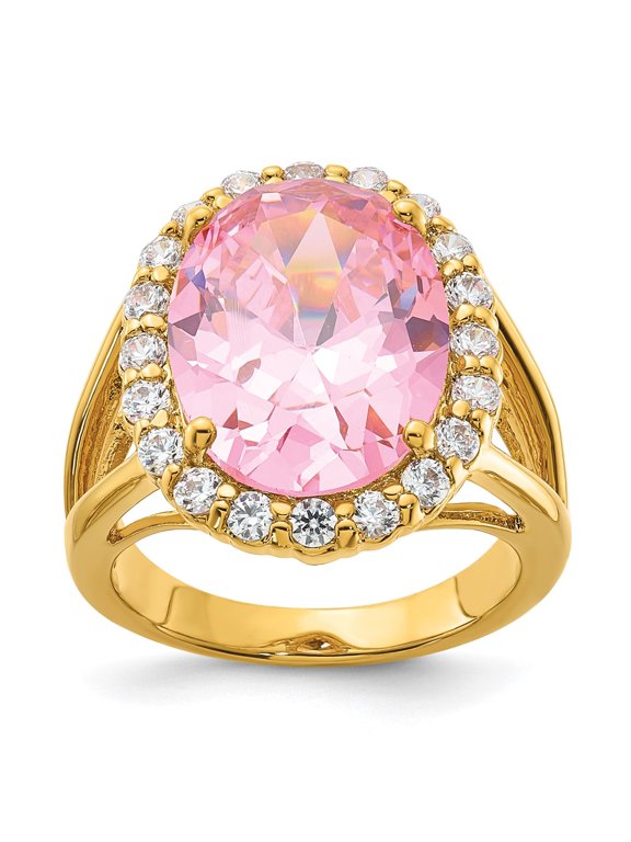 Kennedy Gold-tone Vermeil Simulated Kunzite & CZ Ring