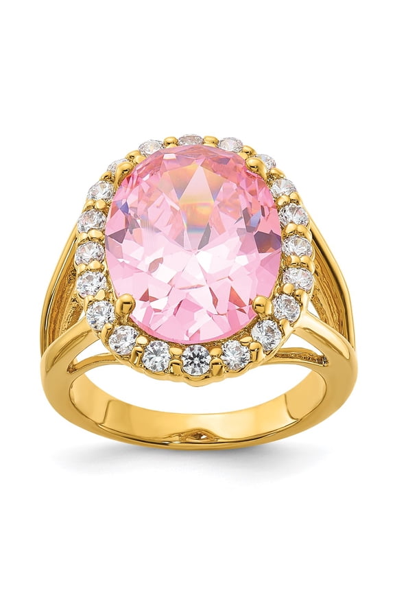 Kennedy Gold-tone Vermeil Simulated Kunzite & CZ Ring