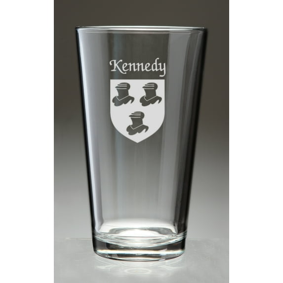 Kennedy Irish Coat of Arms Pint Glasses - Set of 4 (Sand Etched)