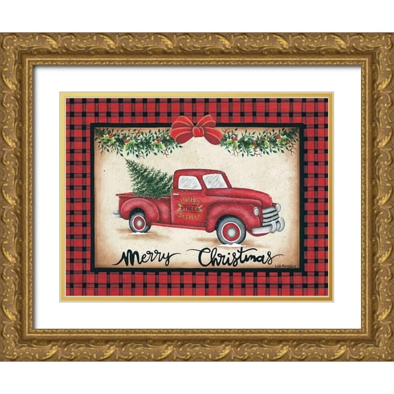 Kennedy, Lisa 18x15 Gold Ornate Wood Framed with Double Matting Museum Art Print Titled - Merry Christmas Truck