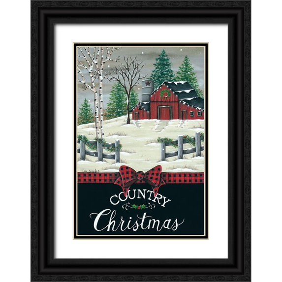 Kennedy, Lisa 23x32 Black Ornate Wood Framed with Double Matting Museum Art Print Titled - Country Barn Christmas