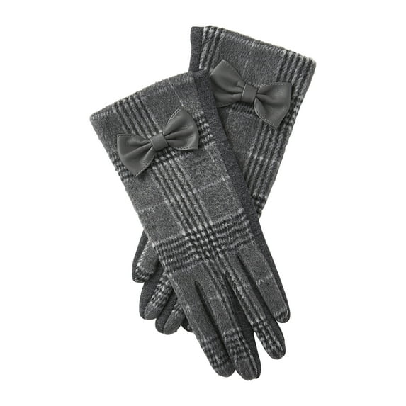 Kennedy Plaid Bow Gloves, Set of 2 Gloves, One Size Fits Most, 100% Polyester, Multiple Colors