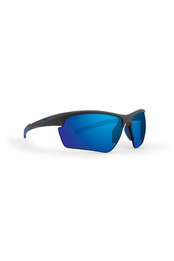 Kennedy Sunglass with Blue Mirror Lens - Gray & Black