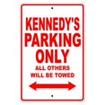 thumbnail image 1 of Kennedy's Parking Only All Others Will Be Towed Name Gift Novelty Metal Aluminum 8"x12" Sign, 1 of 1