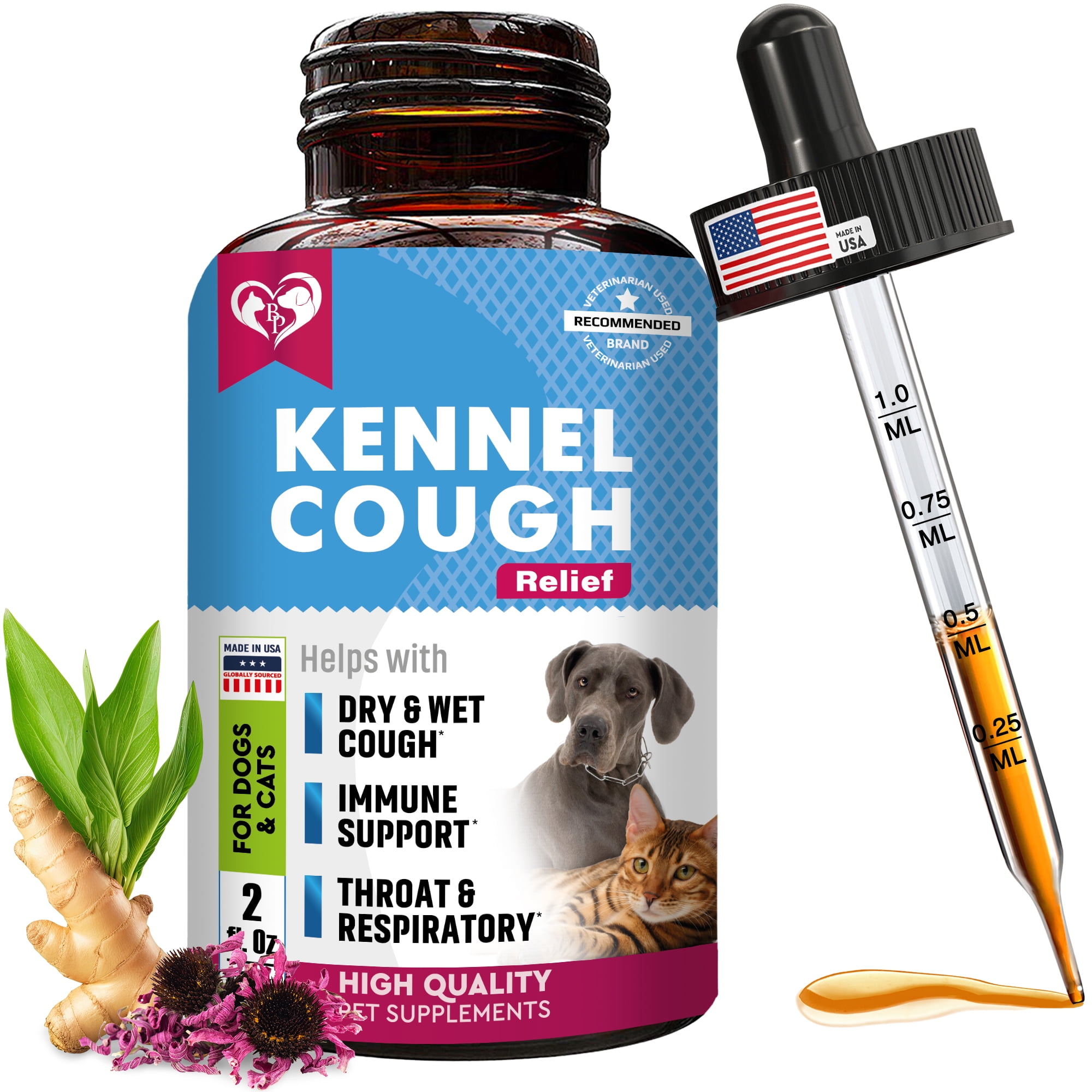 Natural Kennel Cough Treatment for Dogs Cats Respiratory Cold Relief Made in USA Walmart