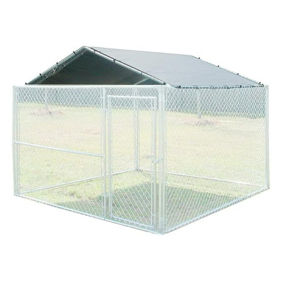 Kennel Cover Replacement - 9ft 7in x 9ft 7in - Heavy Duty Polyethylene Canopy Top - Outdoor Dog Kennel Shade Cover - Frame & Bungees Not Included