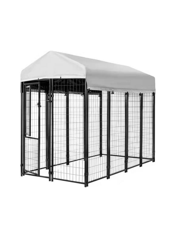 KennelMaster Black Welded Wire Dog Kennel, 8 ft. x 4 ft. x 6 ft
