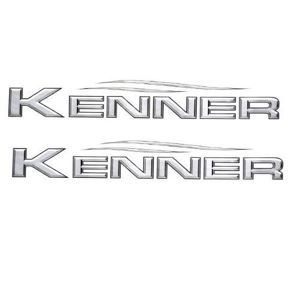 Kenner Boat Raised Decals | Metallic Gray Logo Emblem Stickers (Pair)