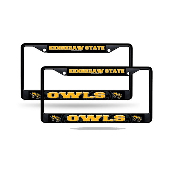 Kennesaw State Owls Black Metal License Plate Frame - Set of 2 Frames
