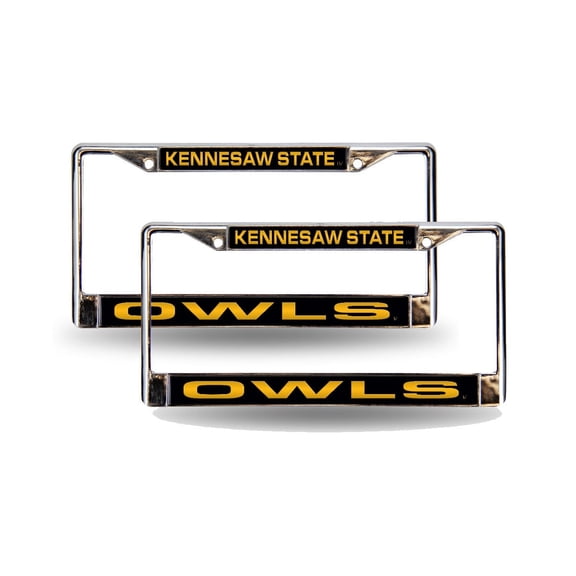 Kennesaw State Owls Chrome Metal Laser Cut License Plate Frame - Set of 2 Frames