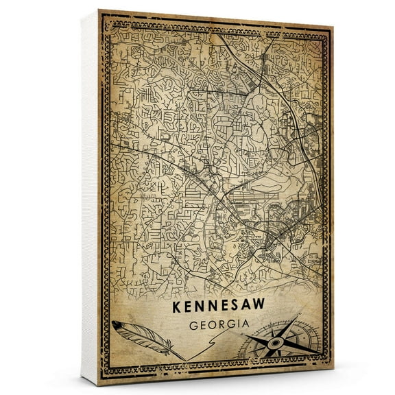 Kennesaw Vintage Map Prints Canvas, Georgia Map Art Canvas, Canvas, Kennesaw Map City style vintage Canvas , Canvas Wall Art, Street Map Artwork Canvas