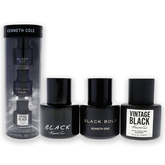 Kenneth Cole - 3 Pc Gift Set 0.5oz Kenneth Cole Black EDT Spray, 0.5oz Kenneth Cole Black Bold EDP Spray, 0.5oz Kenneth Cole Vintage Black EDT Spray